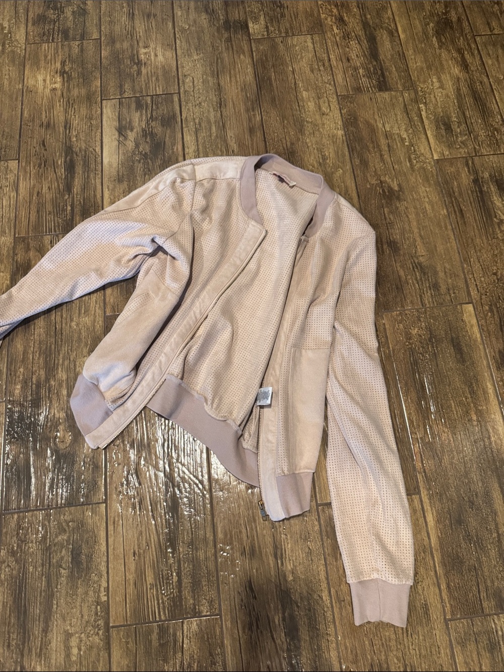 Alythea Perforated Blush Bomber Jacket